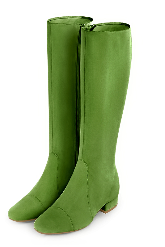 Bottes femme f minines sur mesures vert anis Mollets fins ou